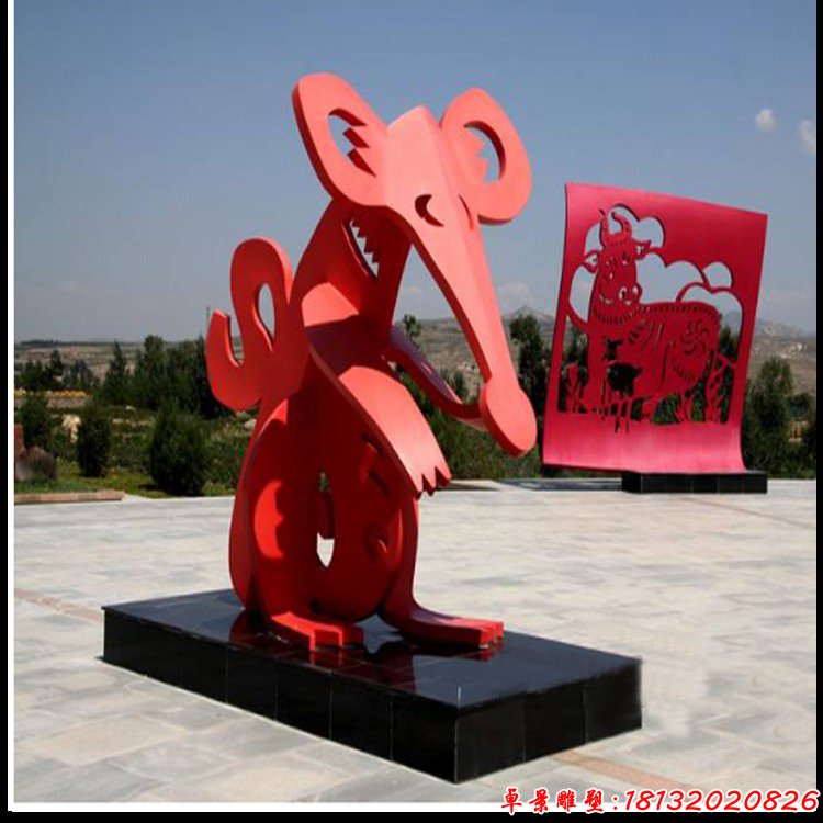 不锈钢剪纸12生肖动物雕塑 (2)