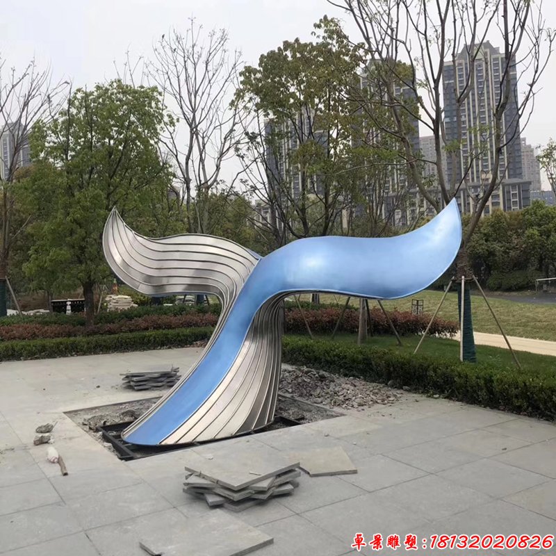 不锈钢鲸鱼尾巴雕塑 (2)