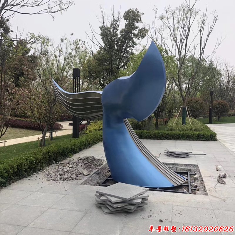 不锈钢鲸鱼尾巴雕塑 (3)