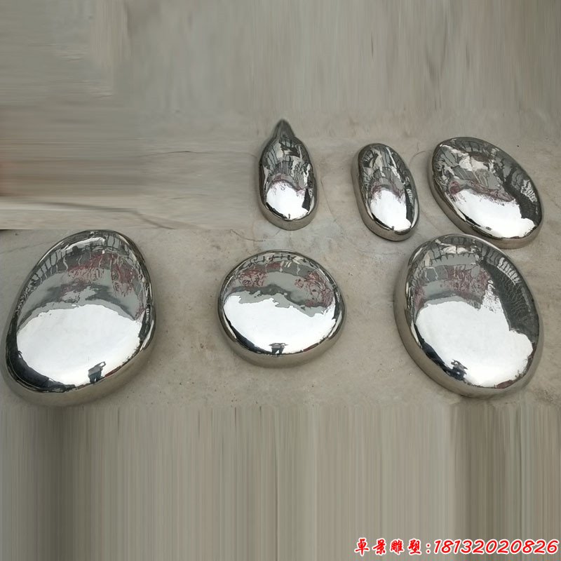 不锈钢镜面椭圆形鹅卵石雕塑 (3)