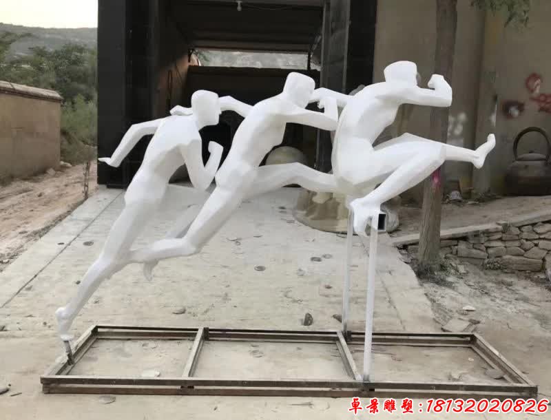 不锈钢跨栏运动员雕塑