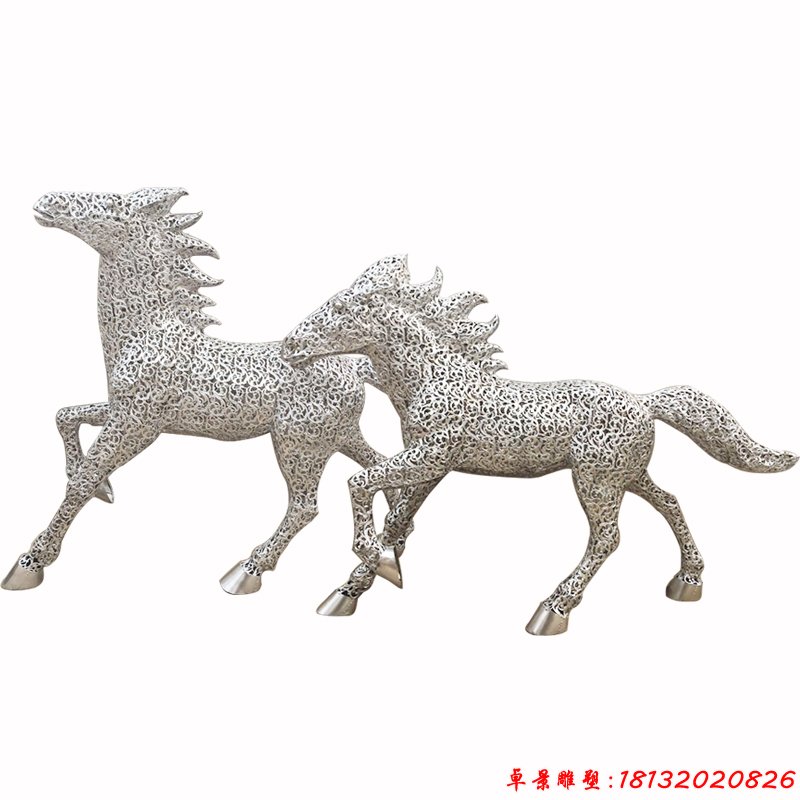 不锈钢镂空奔跑的马雕塑 (2)