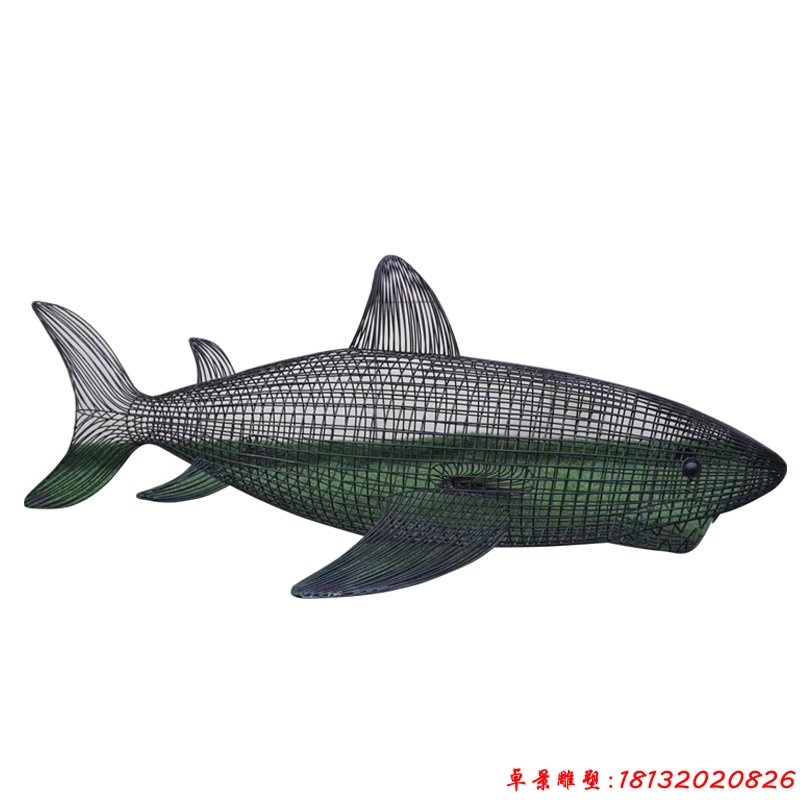 不锈钢镂空鲨鱼雕塑