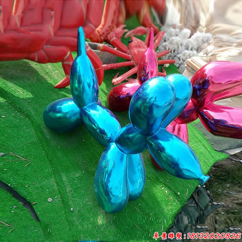 不锈钢喷镀工艺抽象气球狗雕塑 (3)