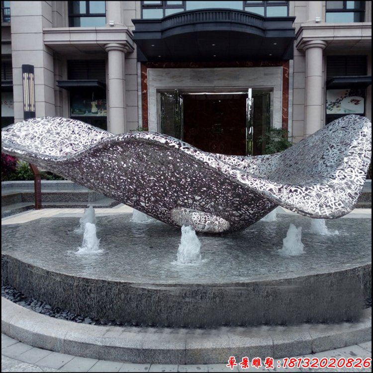 不锈钢水景编织抽象荷叶雕塑