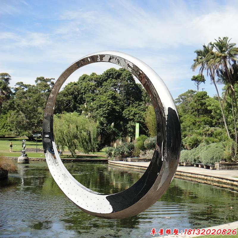 不锈钢水景灯光圆环雕塑
