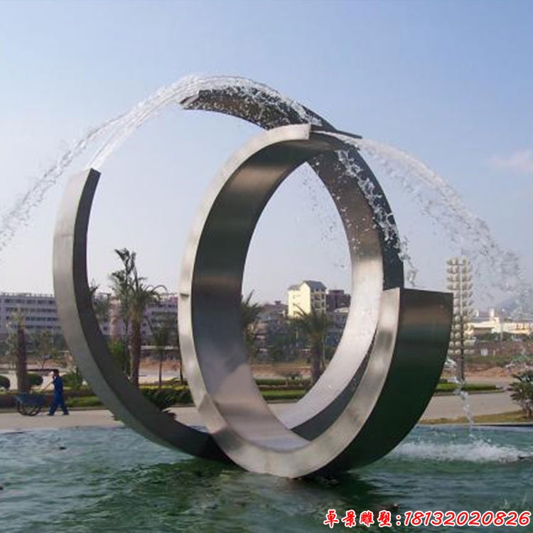 不锈钢水景喷水圆环雕塑