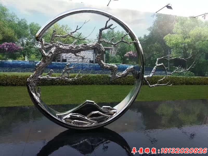 不锈钢圆环树枝雕塑