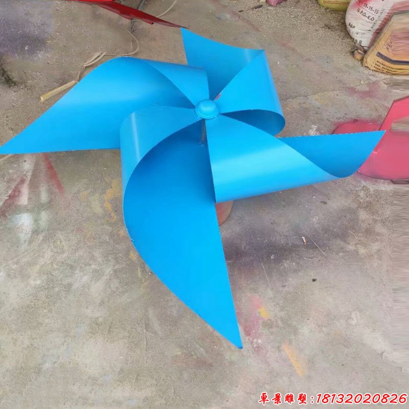 彩色不锈钢仿真风车雕塑 (2)