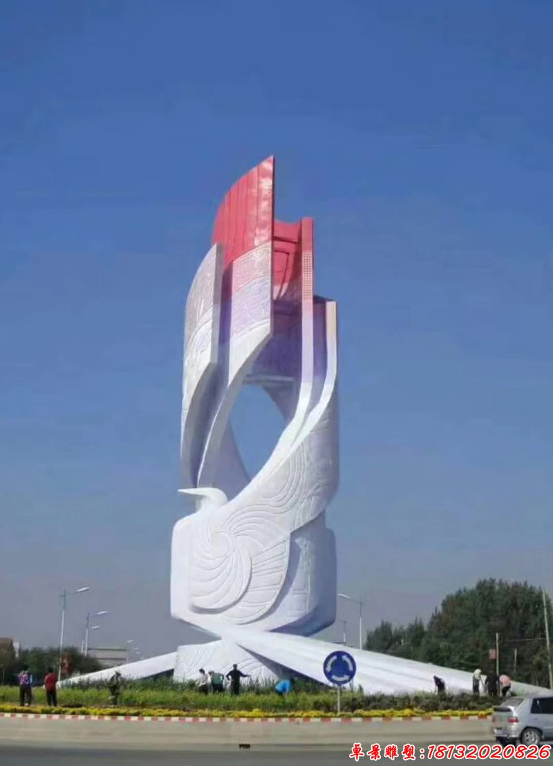 城市不锈钢大型抽象凤凰雕塑 (5)