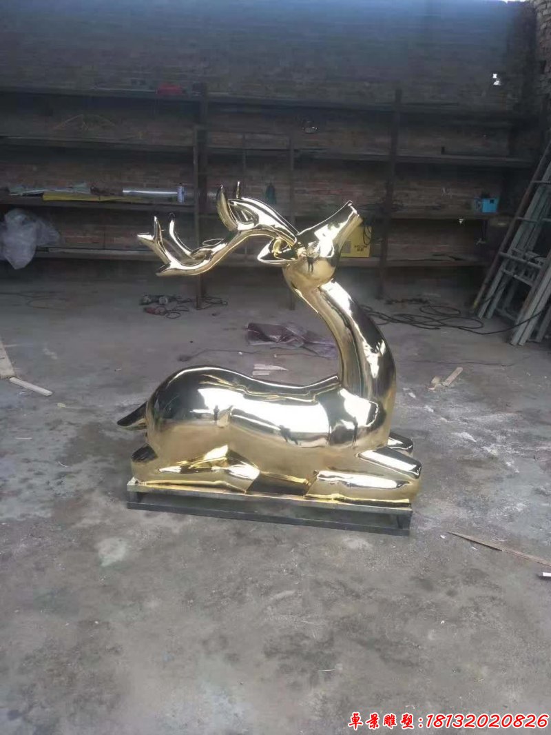 电镀工艺不锈钢鹿雕塑 (2)