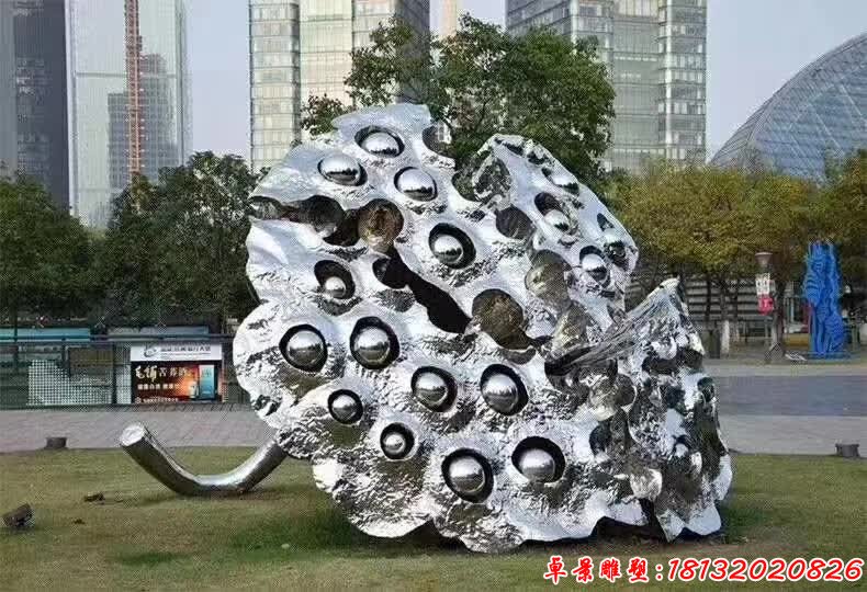公园不锈钢大型莲蓬雕塑