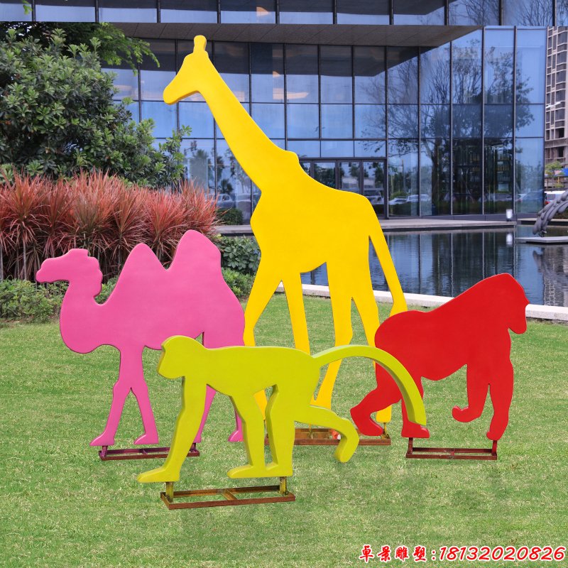 公园不锈钢剪影动物雕塑 (2)