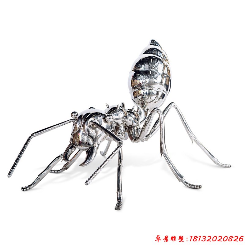 街边草地不锈钢镜面蚂蚁雕塑 (3)