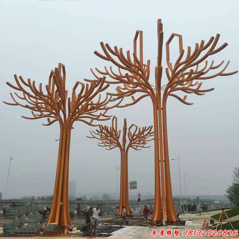 景区不锈钢抽象大树雕塑