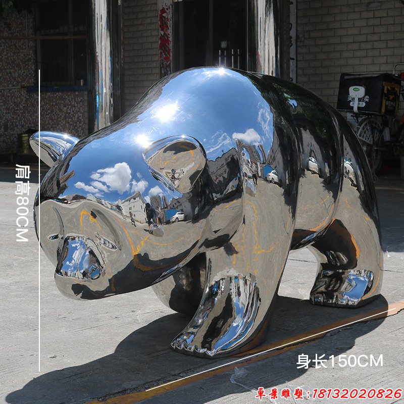 镜面不锈钢大熊猫雕塑