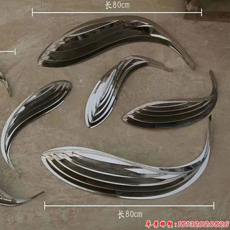 水景不锈钢抽象鱼雕塑 (2)