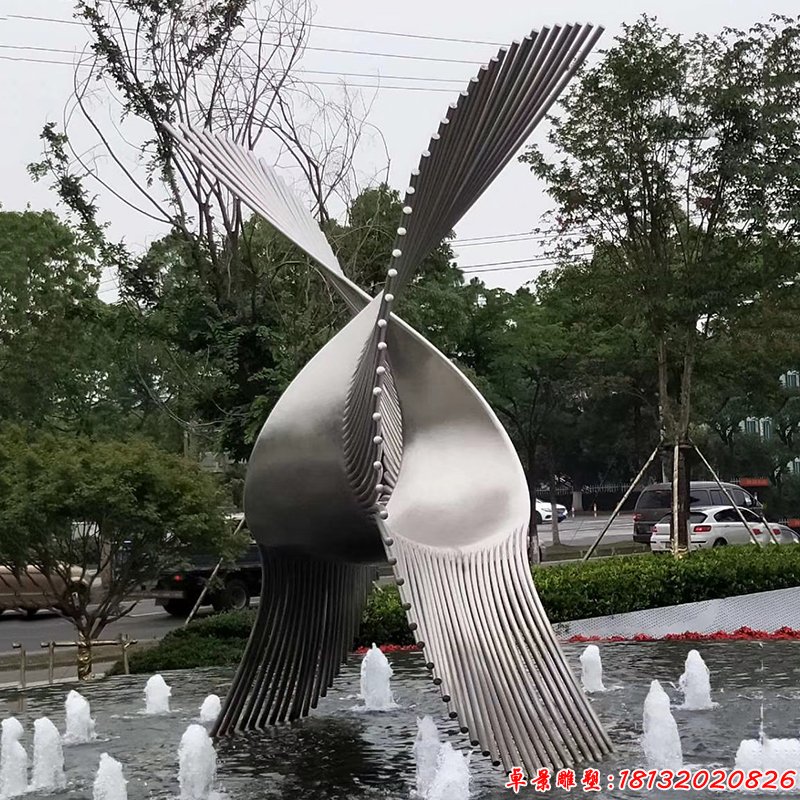 不锈钢水景交织雕塑