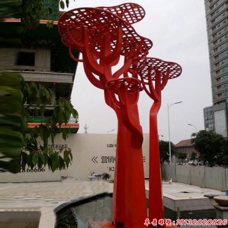 小区不锈钢抽象大树雕塑