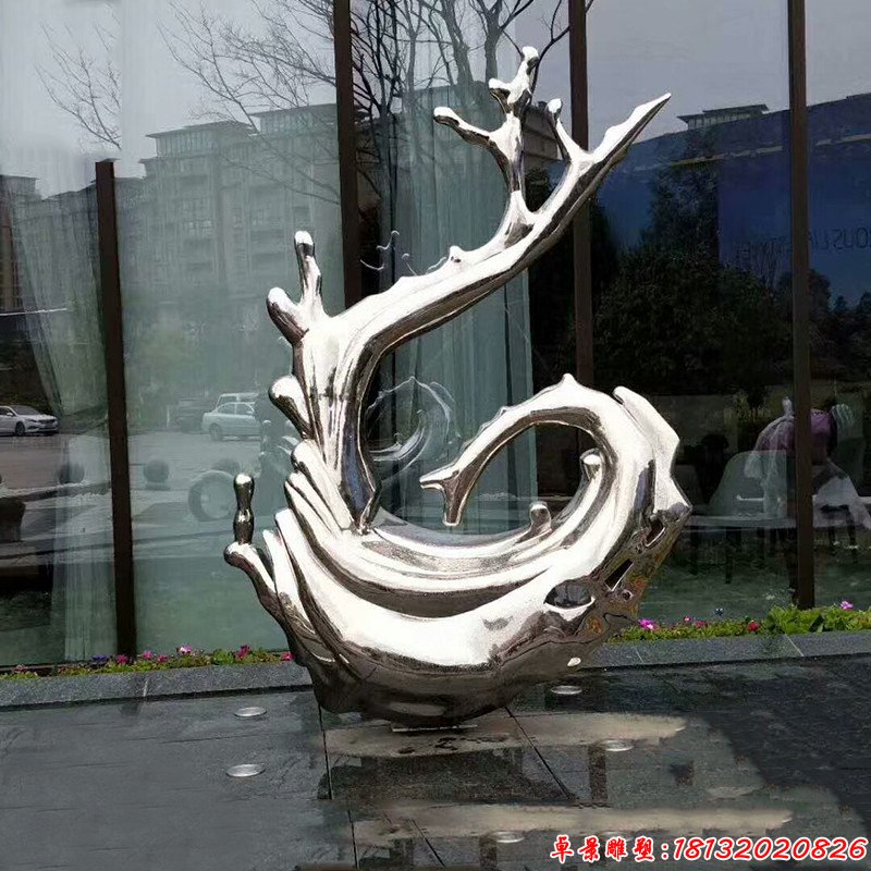 小区不锈钢水景抽象水花雕塑 (1)