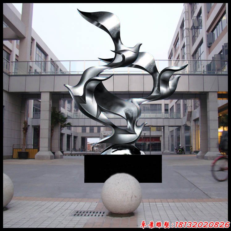 校园不锈钢抽象腾飞的鸽子雕塑