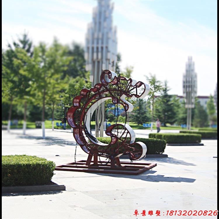 不锈钢抽象动物雕塑 公园景观雕塑 (2)
