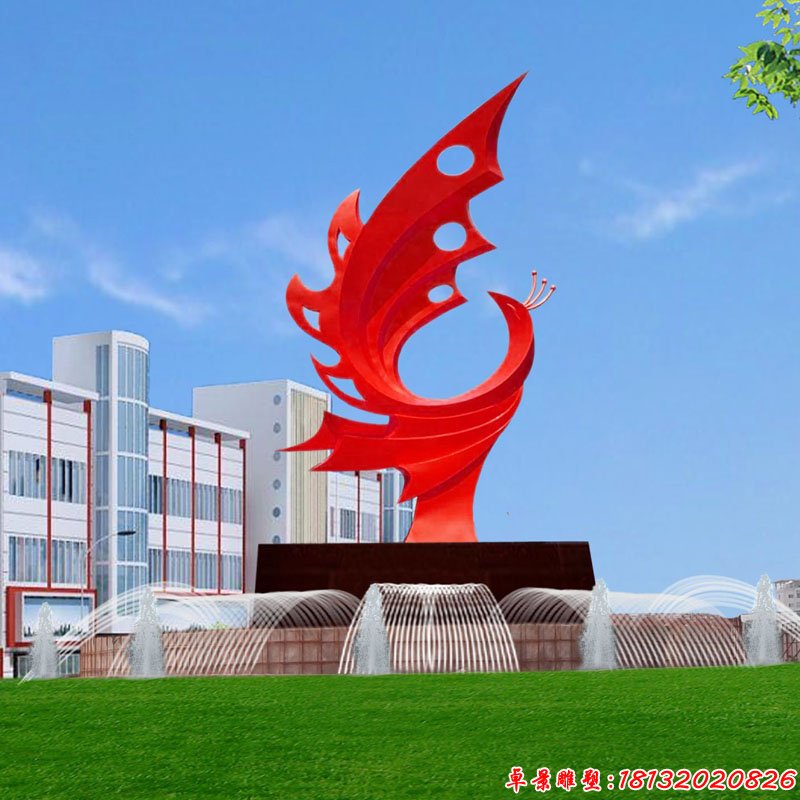不锈钢抽象凤凰雕塑,公园不锈钢雕塑