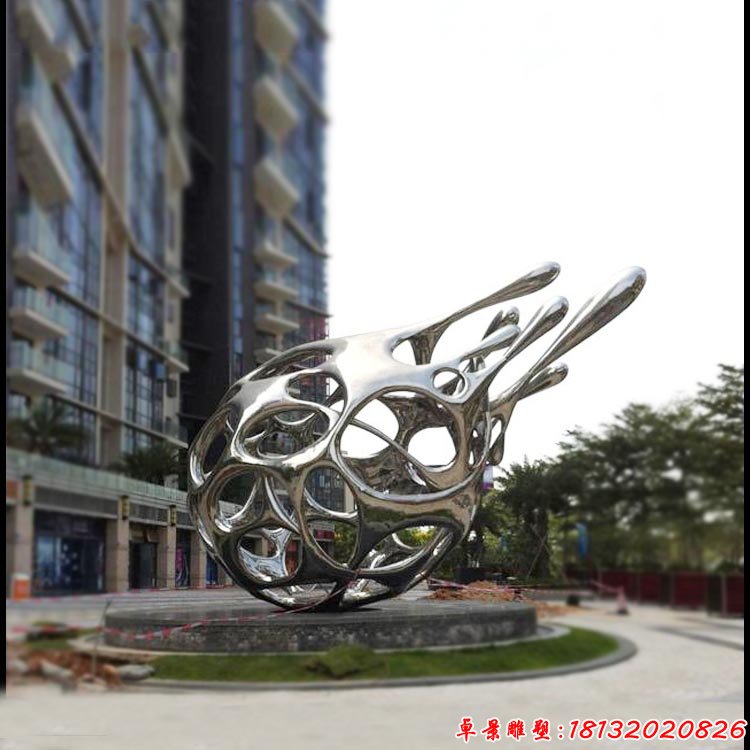 不锈钢抽象镂空球 小区不锈钢雕塑