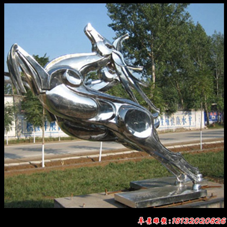 不锈钢抽象梅花鹿 公园动物雕塑