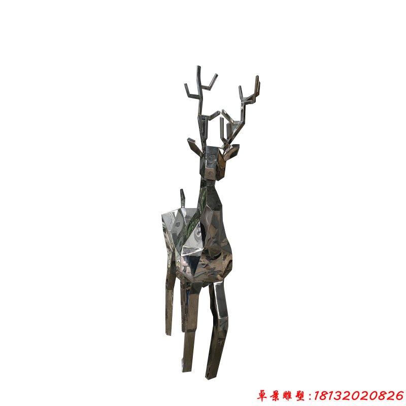 不锈钢抽象梅花鹿 公园梅花鹿雕塑 (2)