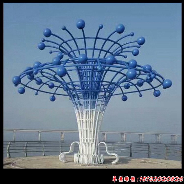 不锈钢抽象喷泉雕塑 海边景观雕塑