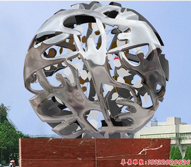 不锈钢抽象人物镂空球 体育场景观雕塑