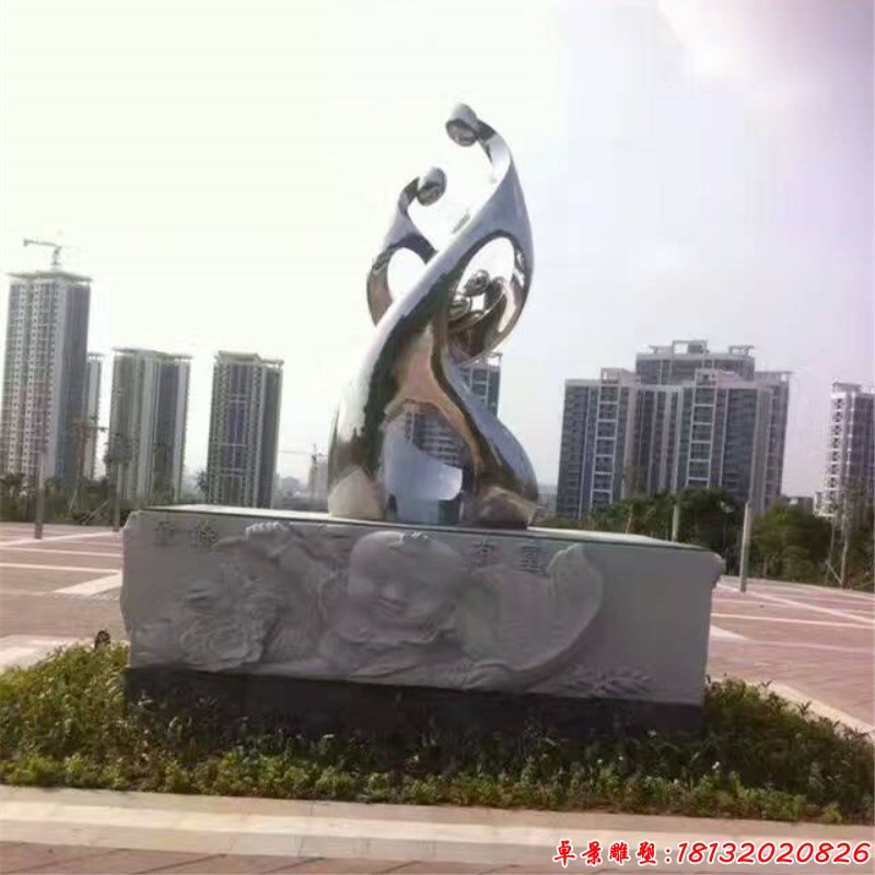 不锈钢抽象一家三口人物,小区人物雕塑