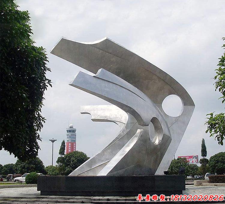 不锈钢抽象鱼动物雕塑