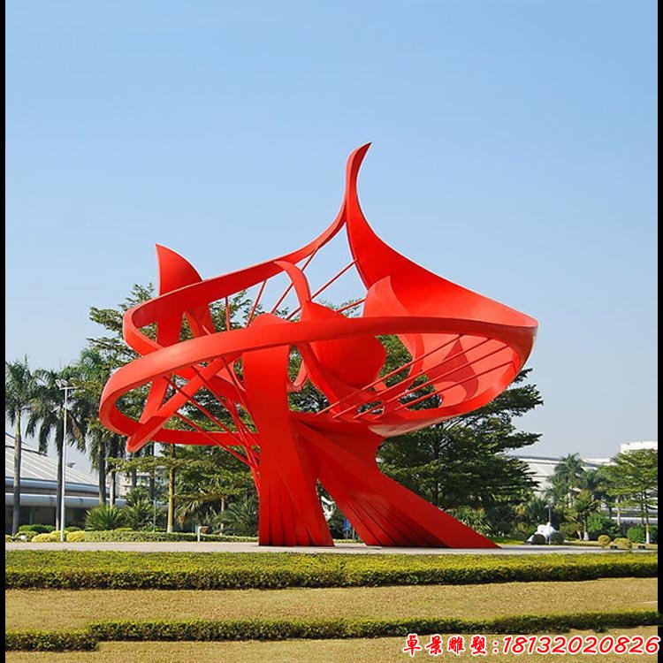 不锈钢大型抽象花朵雕塑 公园不锈钢雕塑 (2)