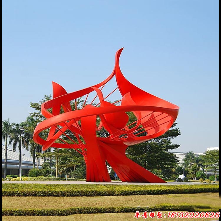 不锈钢大型抽象花朵雕塑 公园不锈钢雕塑