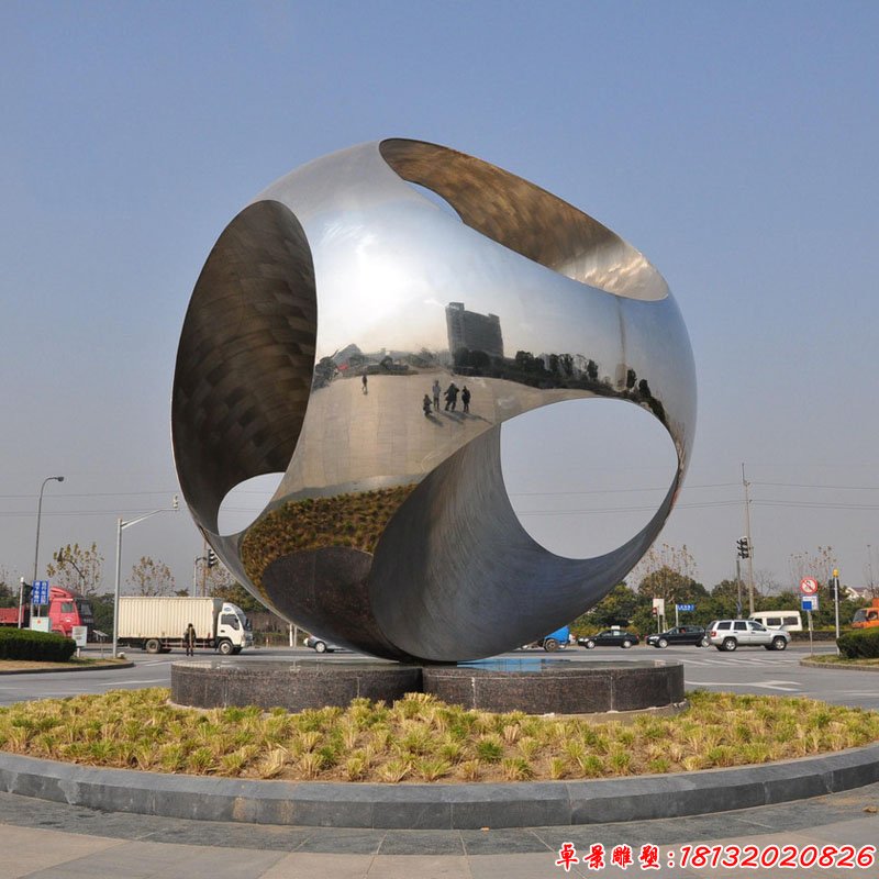 不锈钢大型抽象圆球公园不锈钢雕塑