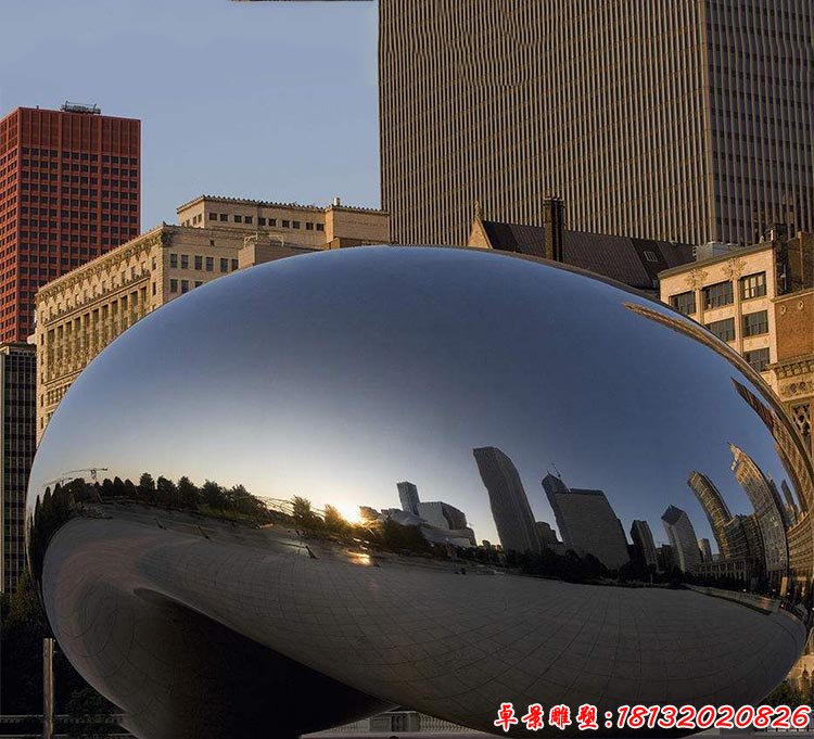 不锈钢大型镜面抽象圆球 城市不锈钢雕塑 (2)