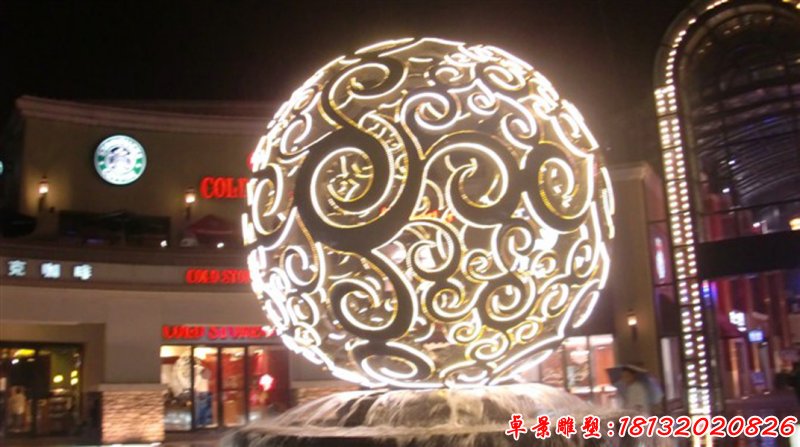 不锈钢发光镂空球 商场门口景观雕塑