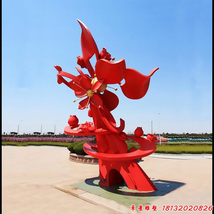 不锈钢仿真花朵雕塑 广场不锈钢雕塑