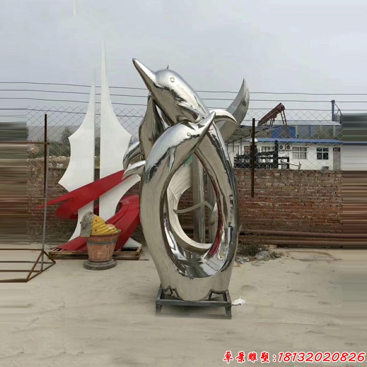 不锈钢海豚雕塑 不锈钢动物雕塑 (2)