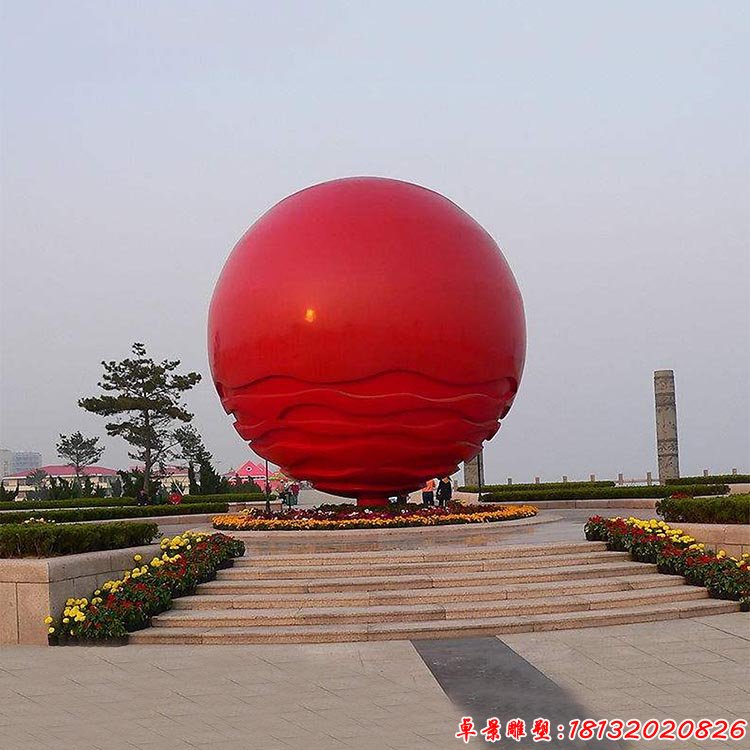 不锈钢红色圆球雕塑 广场不锈钢雕塑 (2)
