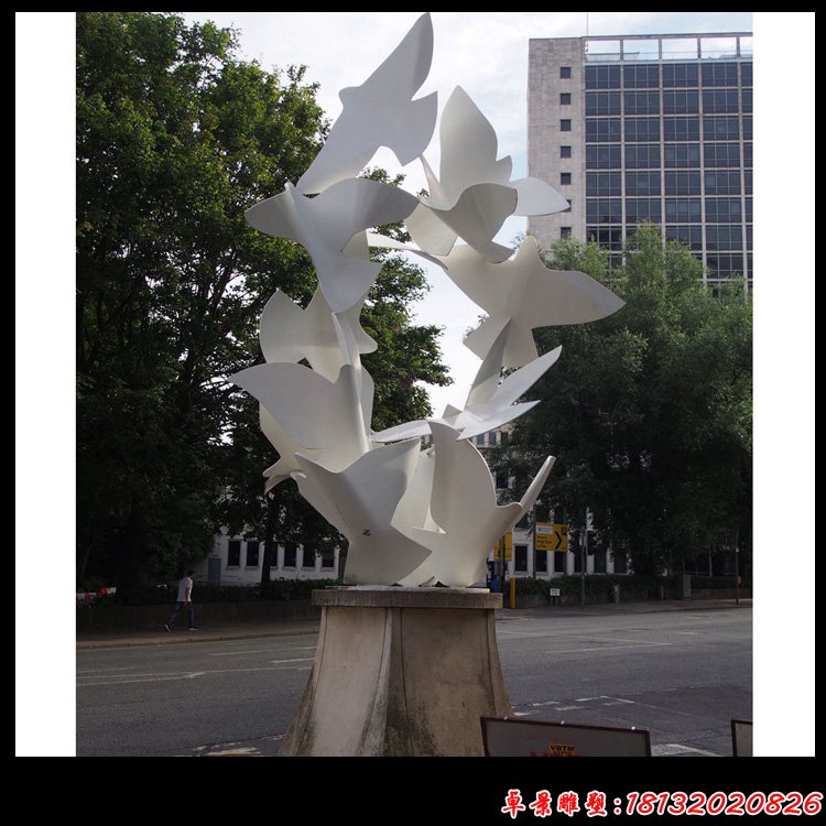不锈钢剪影和平鸽 公园景观雕塑 (2)