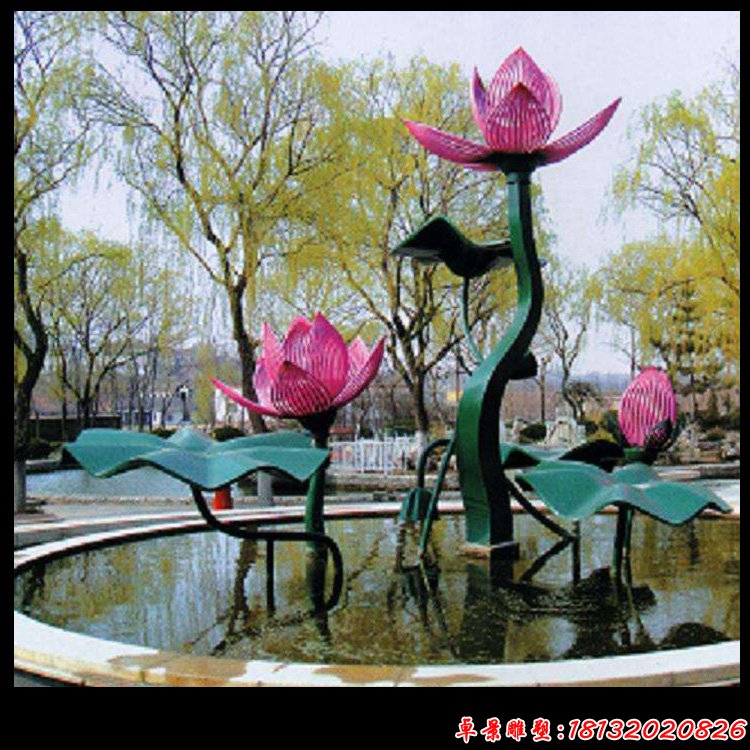 不锈钢莲花雕塑，公园景观雕塑