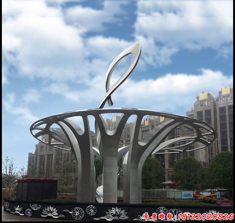 不锈钢莲花浮雕抽象荷花 城市不锈钢雕塑