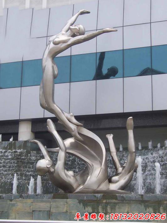 不锈钢杂技抽象人物雕塑