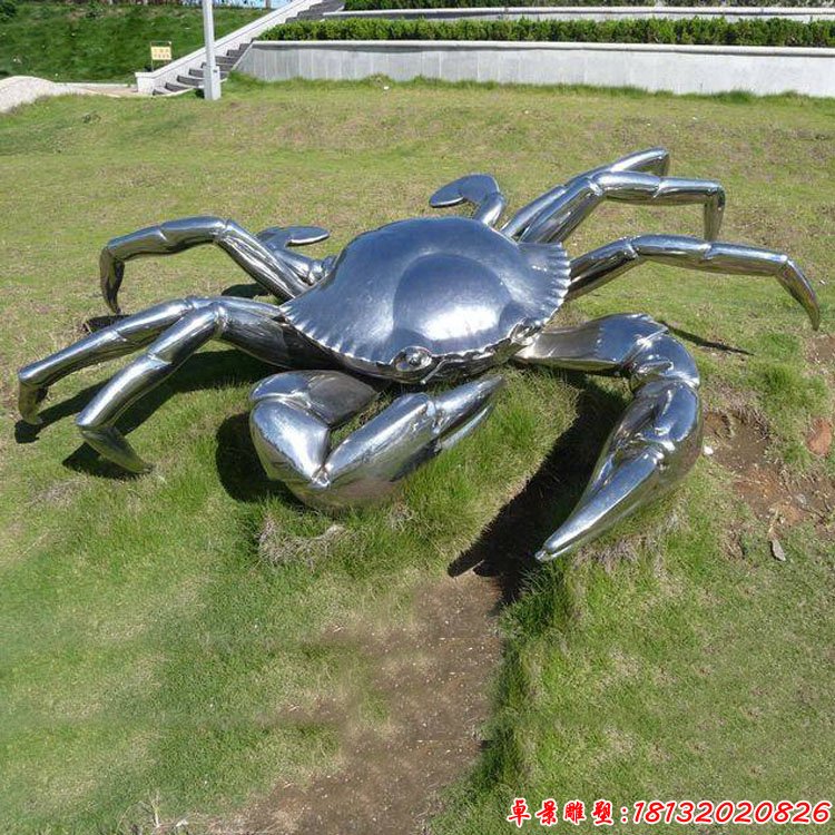 不锈钢螃蟹雕塑公园不锈钢动物摆件
