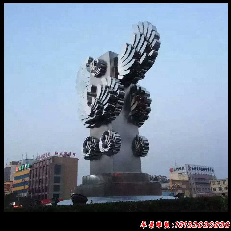 不锈钢腾飞雕塑不锈抽象翅膀雕塑