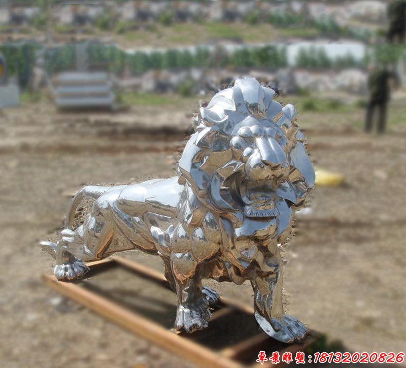 不锈钢西洋狮子雕塑 公园动物雕塑
