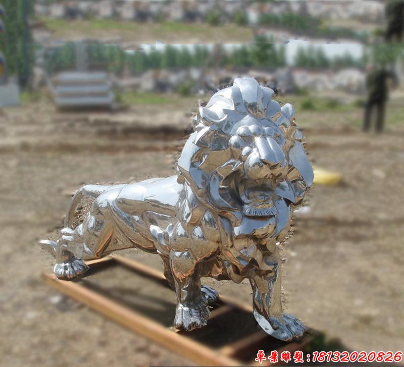 不锈钢西洋狮子雕塑 公园动物雕塑 (2)